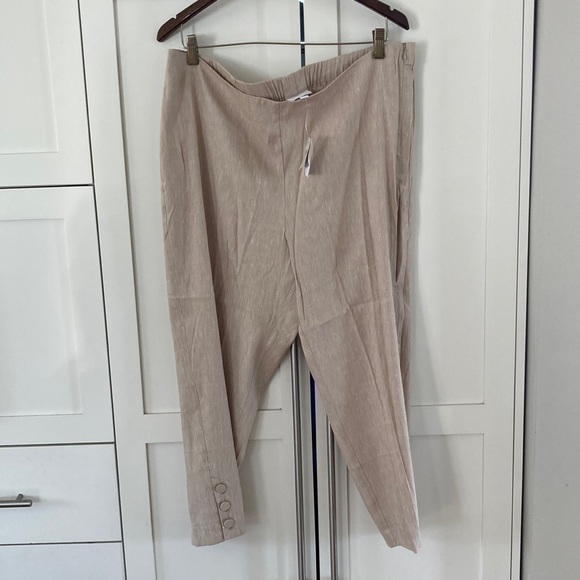 NWT J. Jill Linen Blend Stretch Crops - Elastic Back, Side Zip, Button Hem XLP - Picture 1 of 5